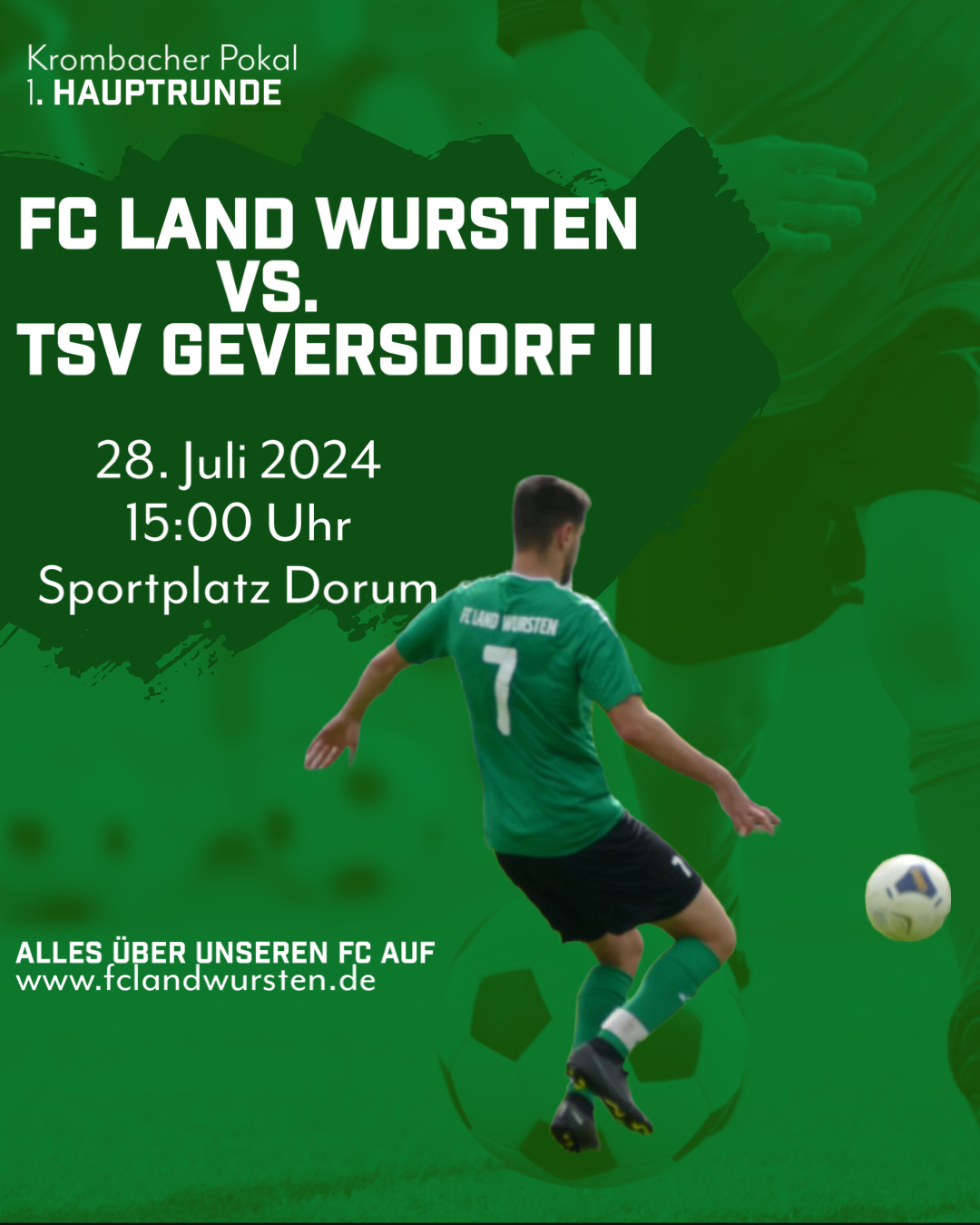 Read more about the article Krombacher Pokal (1. Runde): FC Land Wursten – TSV Geversdorf II