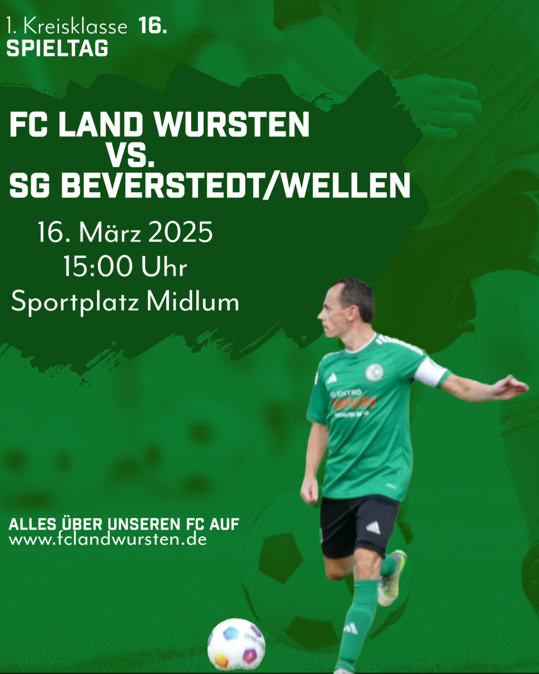 Mehr über den Artikel erfahren 16. Spieltag: FC Land Wursten – SG Beverstedt/Wellen